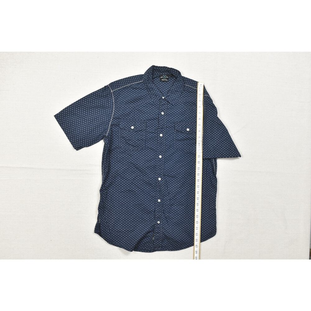 Burnside Mens Large Blue Geometric Print Short Sleeve Button Down Shirt Cotton L - Picture 5 of 8